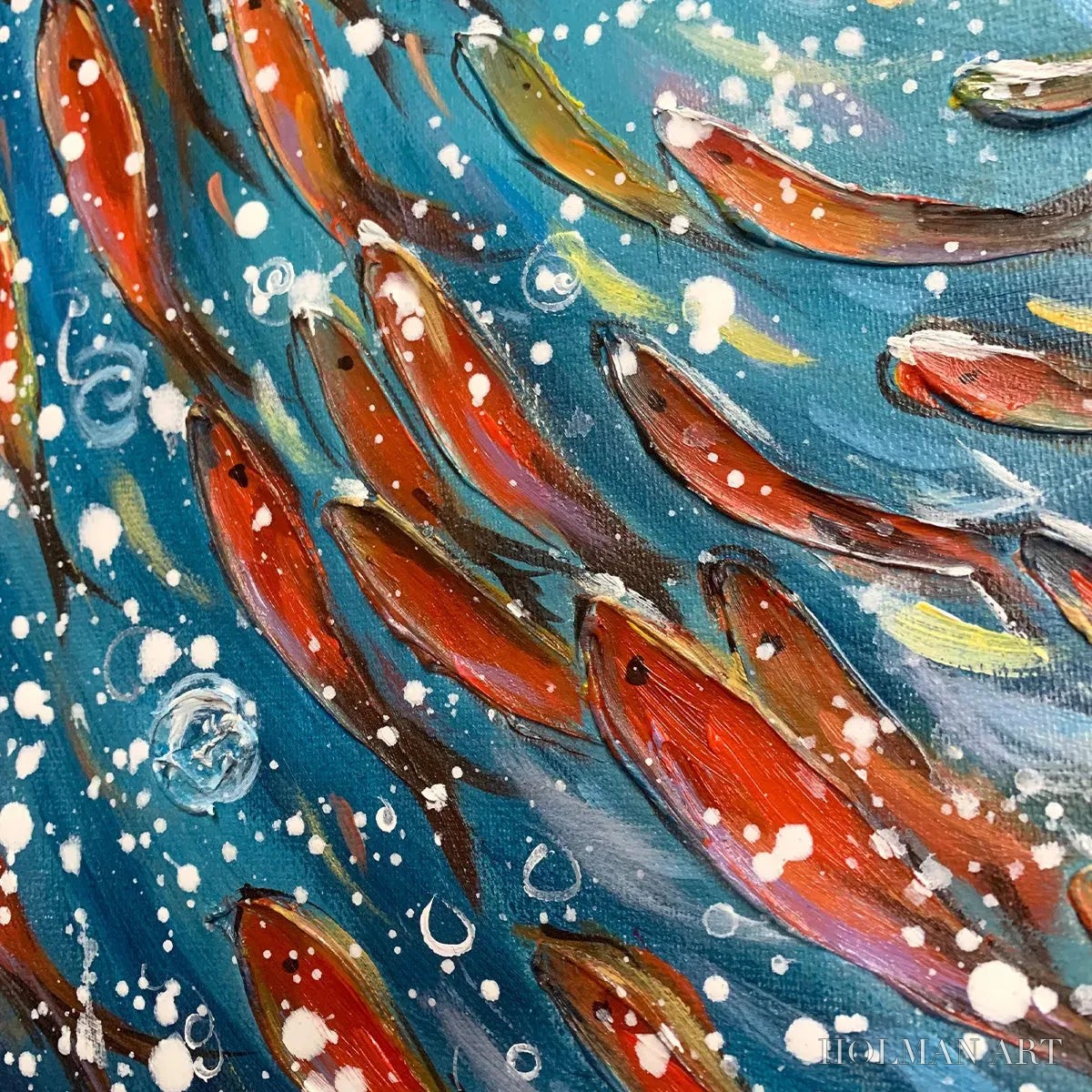 HOLMAN ART Coral Dance – Vibrant Underwater Fish Oil Painting - image 3