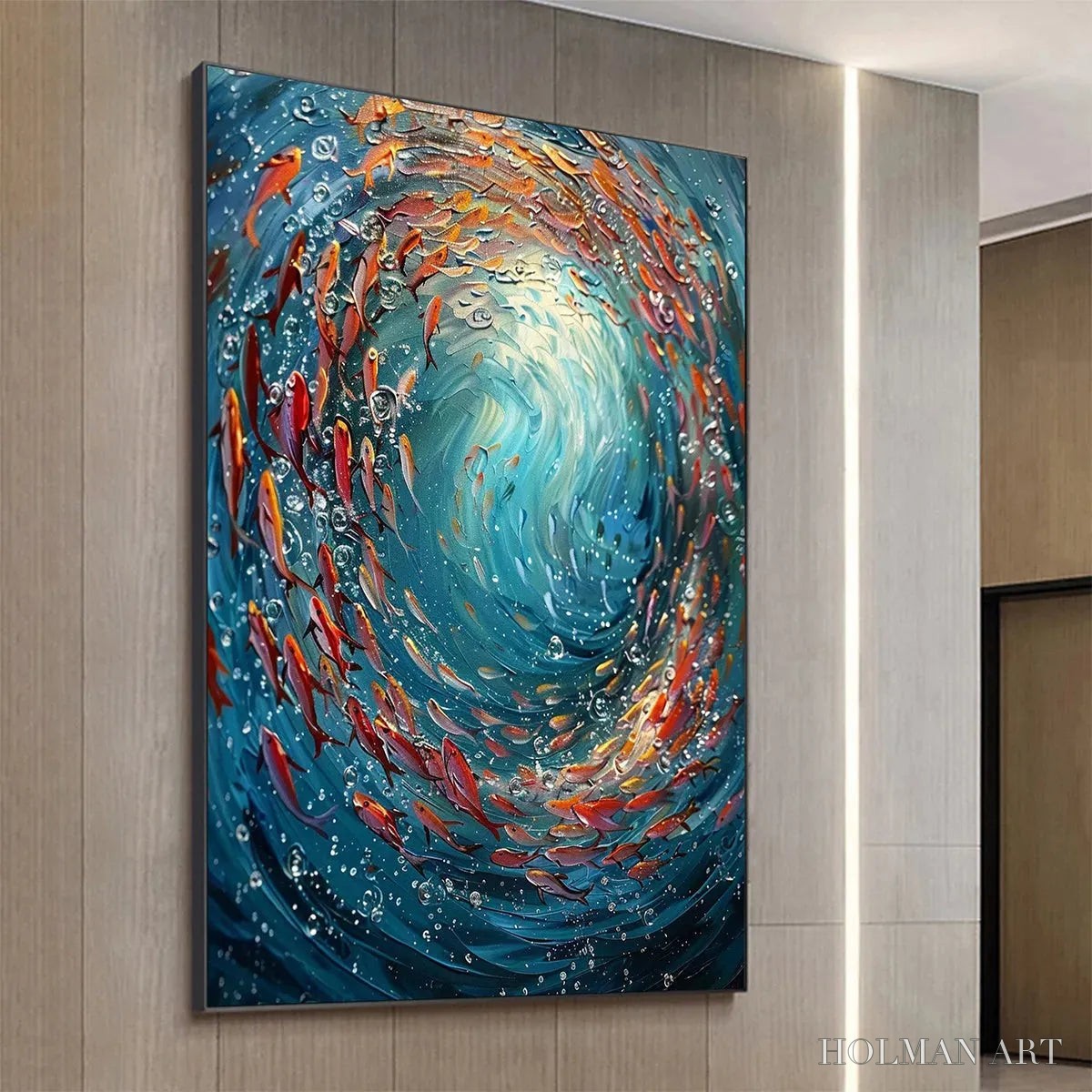 HOLMAN ART Coral Dance – Vibrant Underwater Fish Oil Painting - image 4