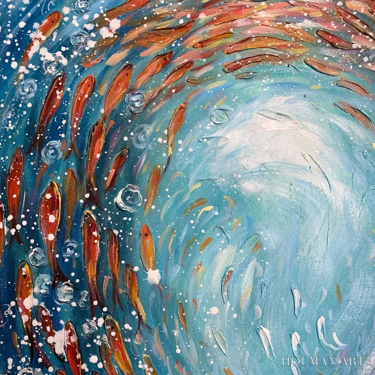 HOLMAN ART Coral Dance – Vibrant Underwater Fish Oil Painting - image 5