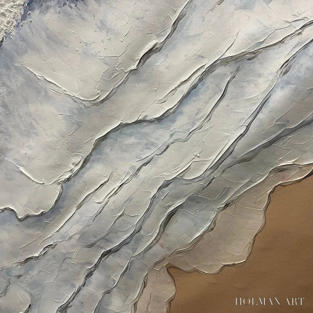 HOLMAN ART Ocean’S Embrace – Ocean Painting in Blue, White, and Beige, Textured Canvas, Modern - image 6