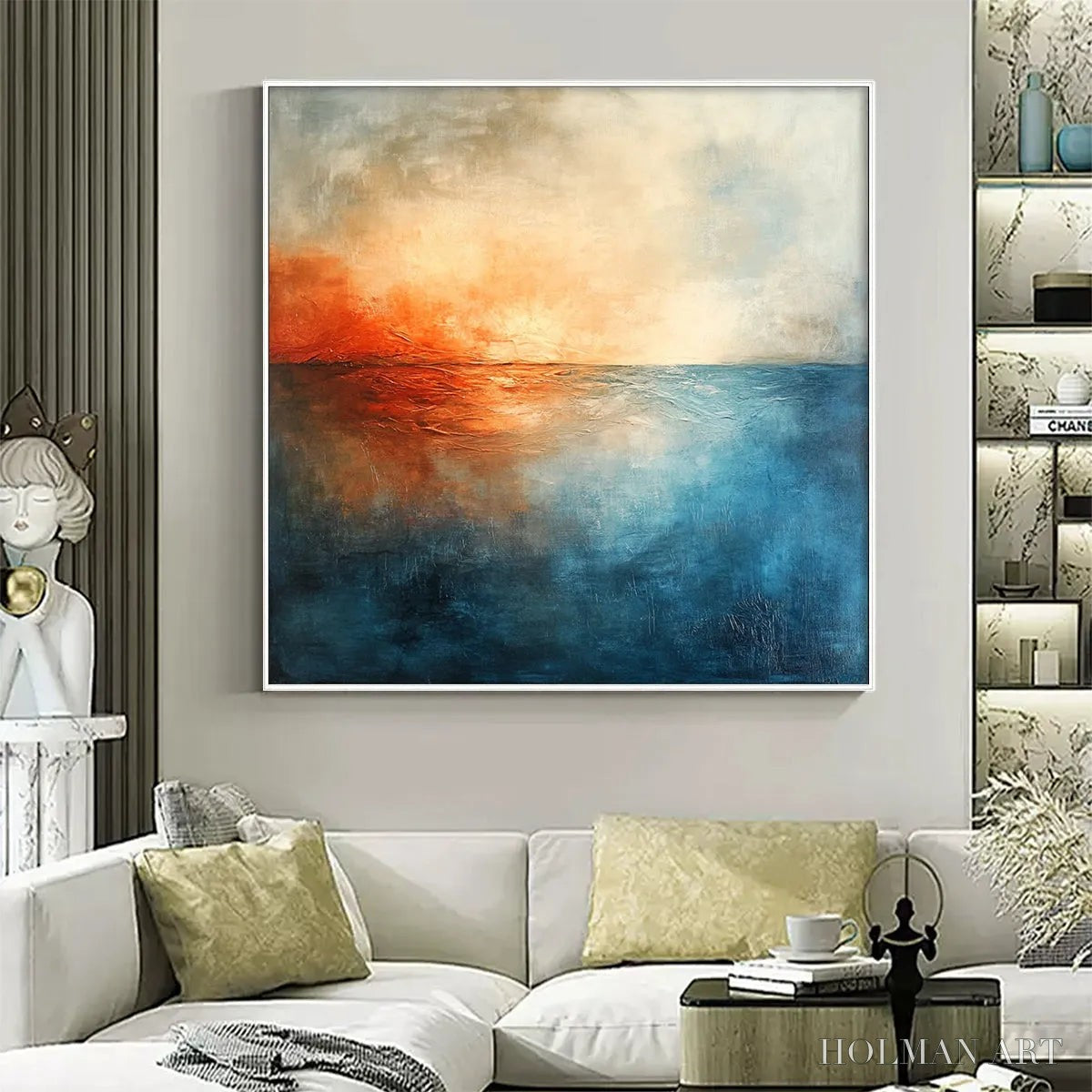 HOLMAN ART Fiery Embrace – Abstract Ocean Sunset Oil Painting - image 2