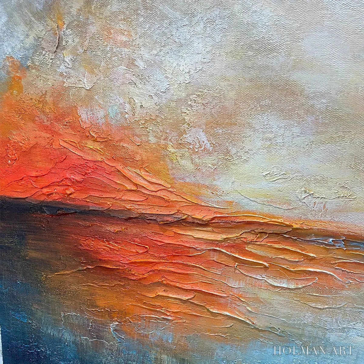 HOLMAN ART Fiery Embrace – Abstract Ocean Sunset Oil Painting - image 3