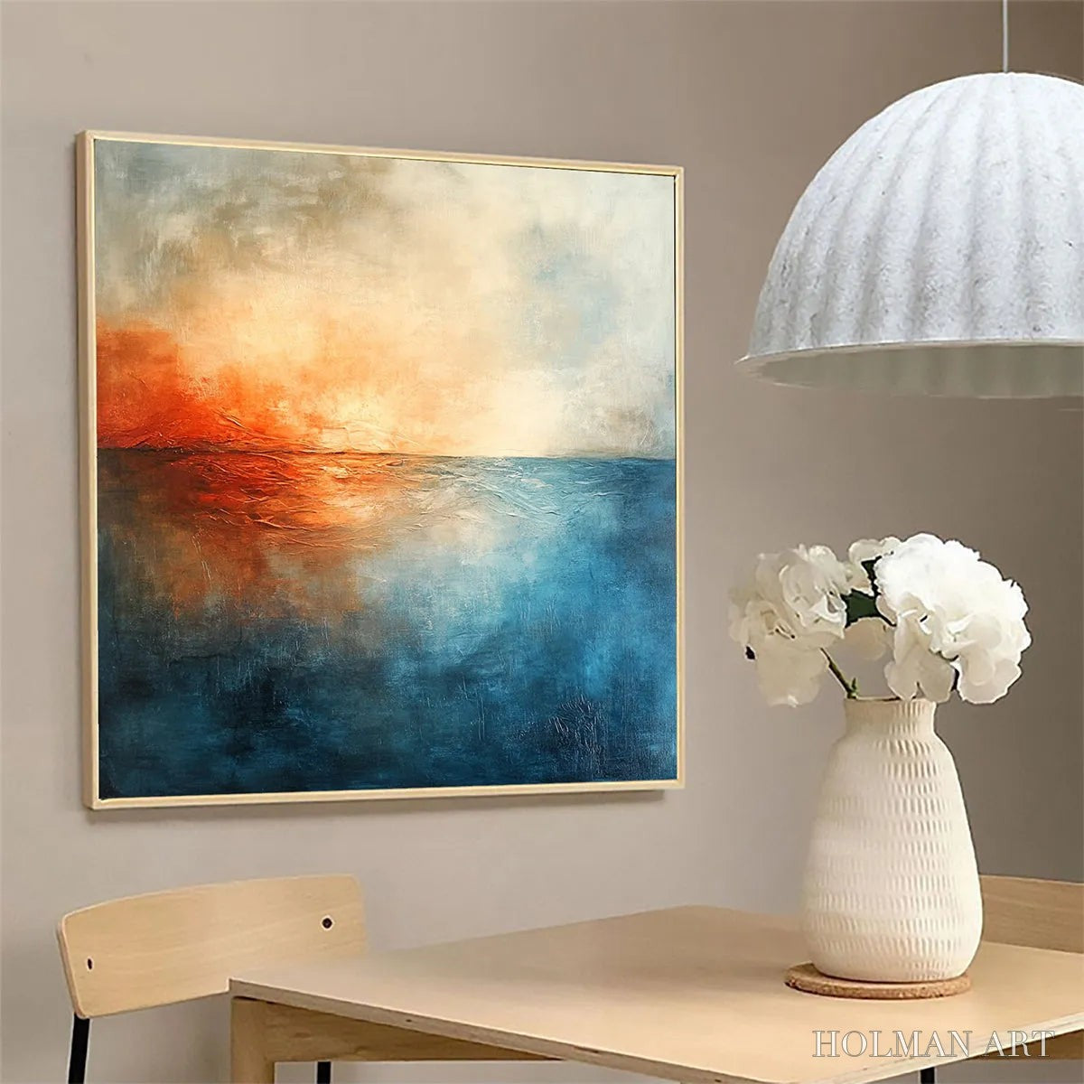 HOLMAN ART Fiery Embrace – Abstract Ocean Sunset Oil Painting - image 4