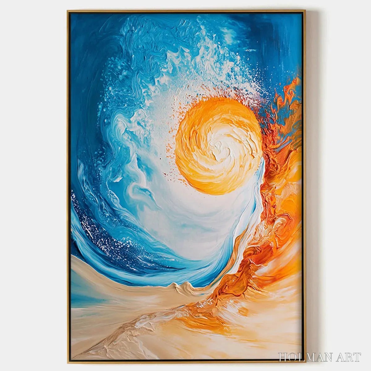 HOLMAN ART Solar Flare – Abstract Ocean Sunrise Impasto Oil Painting - image 1