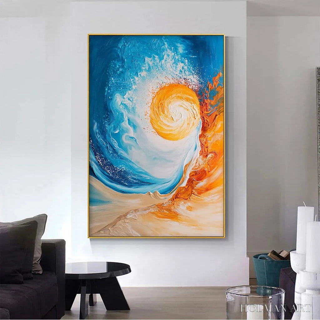 HOLMAN ART Solar Flare – Abstract Ocean Sunrise Impasto Oil Painting - image 2