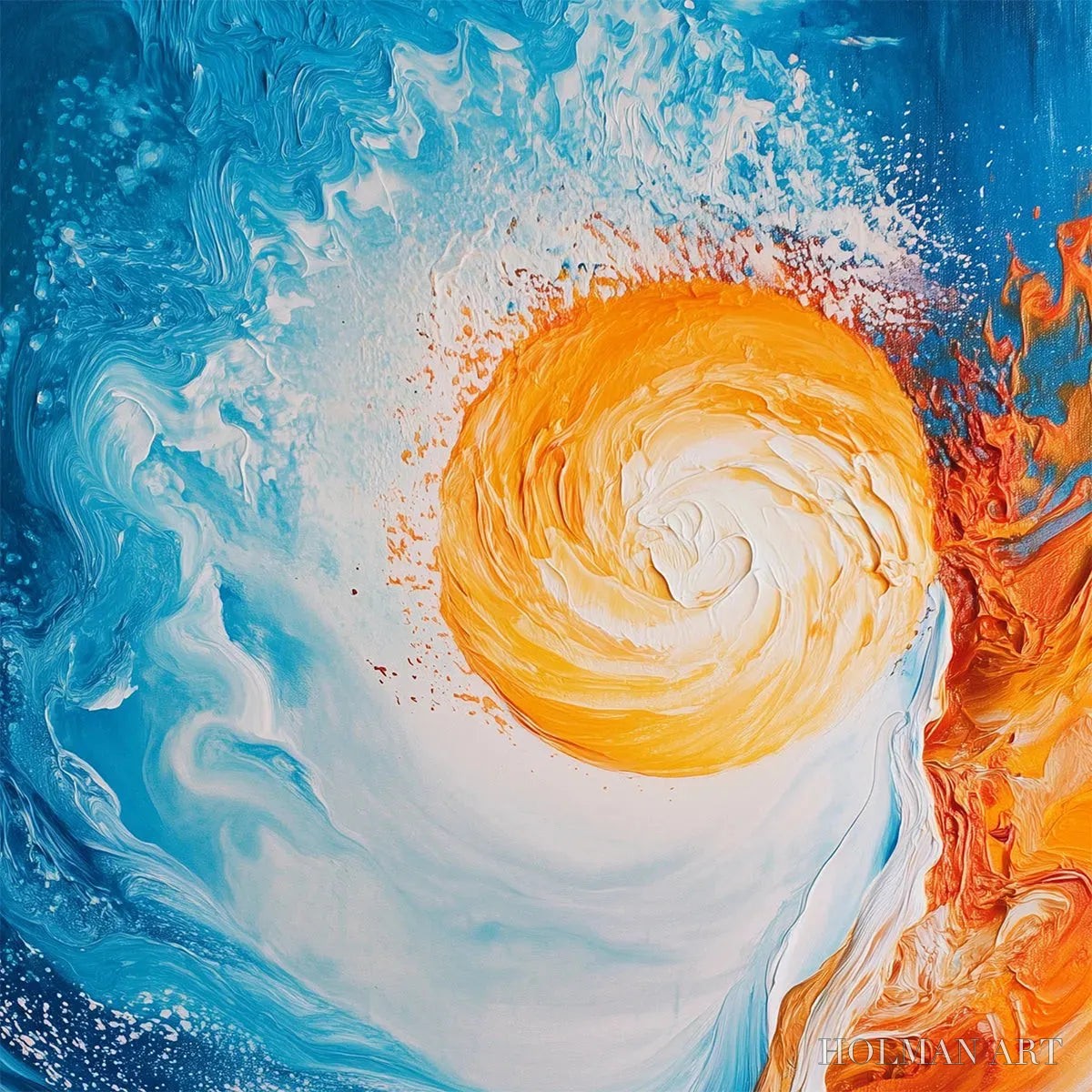 HOLMAN ART Solar Flare – Abstract Ocean Sunrise Impasto Oil Painting - image 3