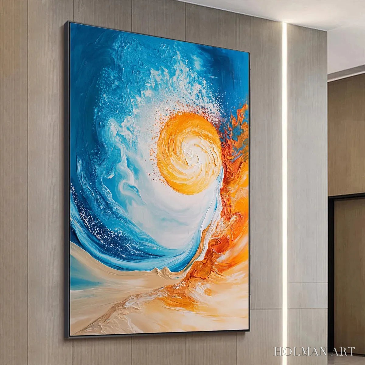 HOLMAN ART Solar Flare – Abstract Ocean Sunrise Impasto Oil Painting - image 4