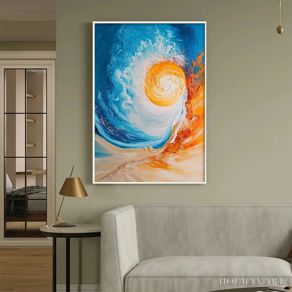 HOLMAN ART Solar Flare – Abstract Ocean Sunrise Impasto Oil Painting - image 5