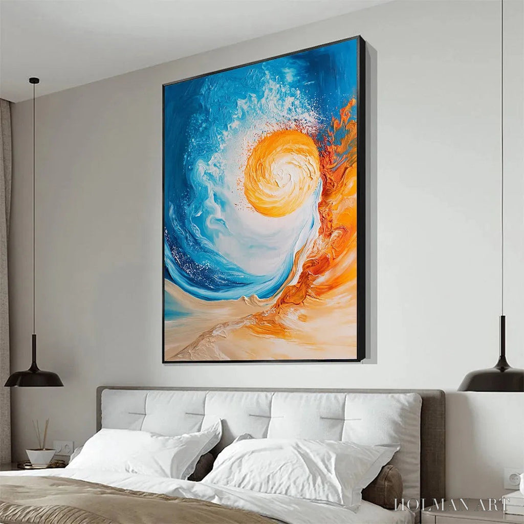 HOLMAN ART Solar Flare – Abstract Ocean Sunrise Impasto Oil Painting - image 6