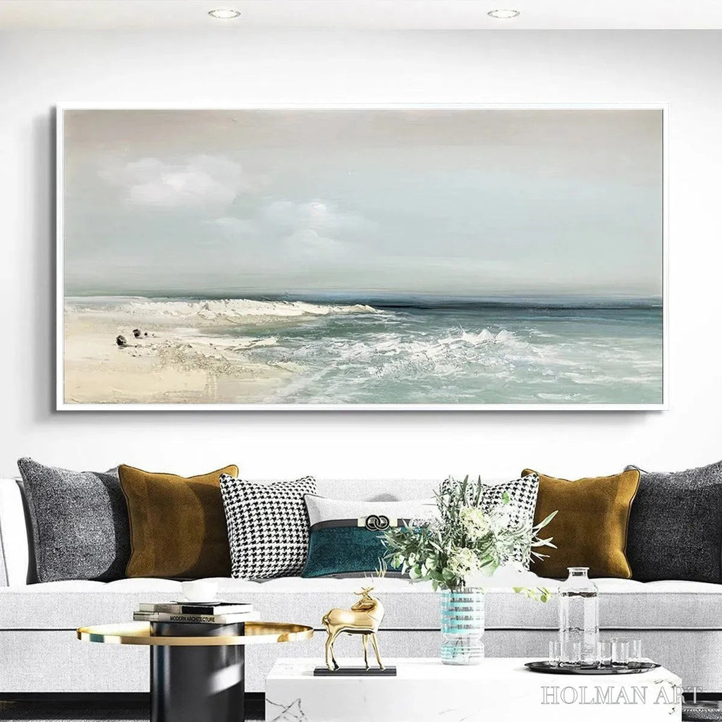 HOLMAN ART Coastal Whispers – Tranquil Beach Landscape Oil Painting - image 5