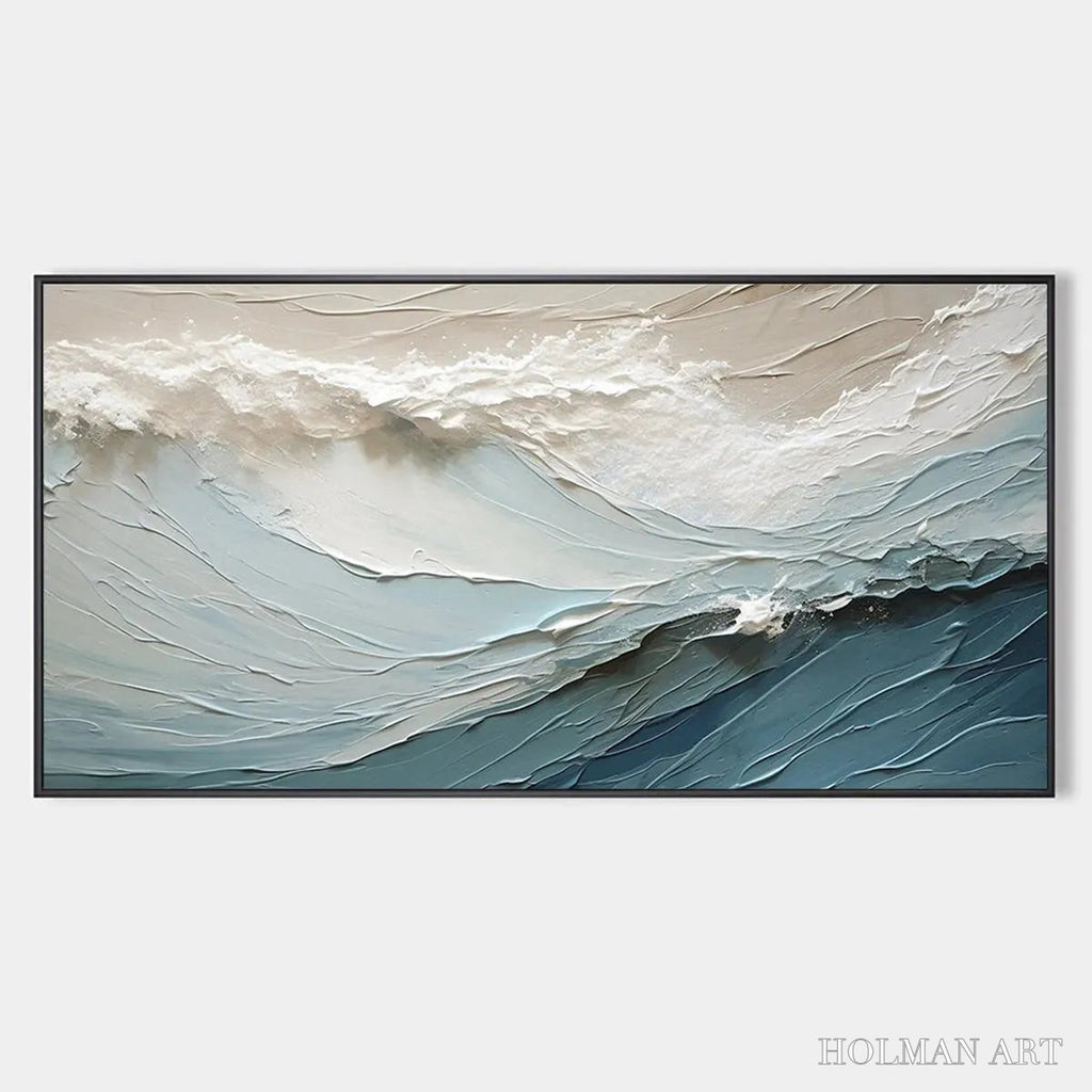 HOLMAN ART Oceanic Symphony – Textured Abstract Wave Oil Painting - image 1