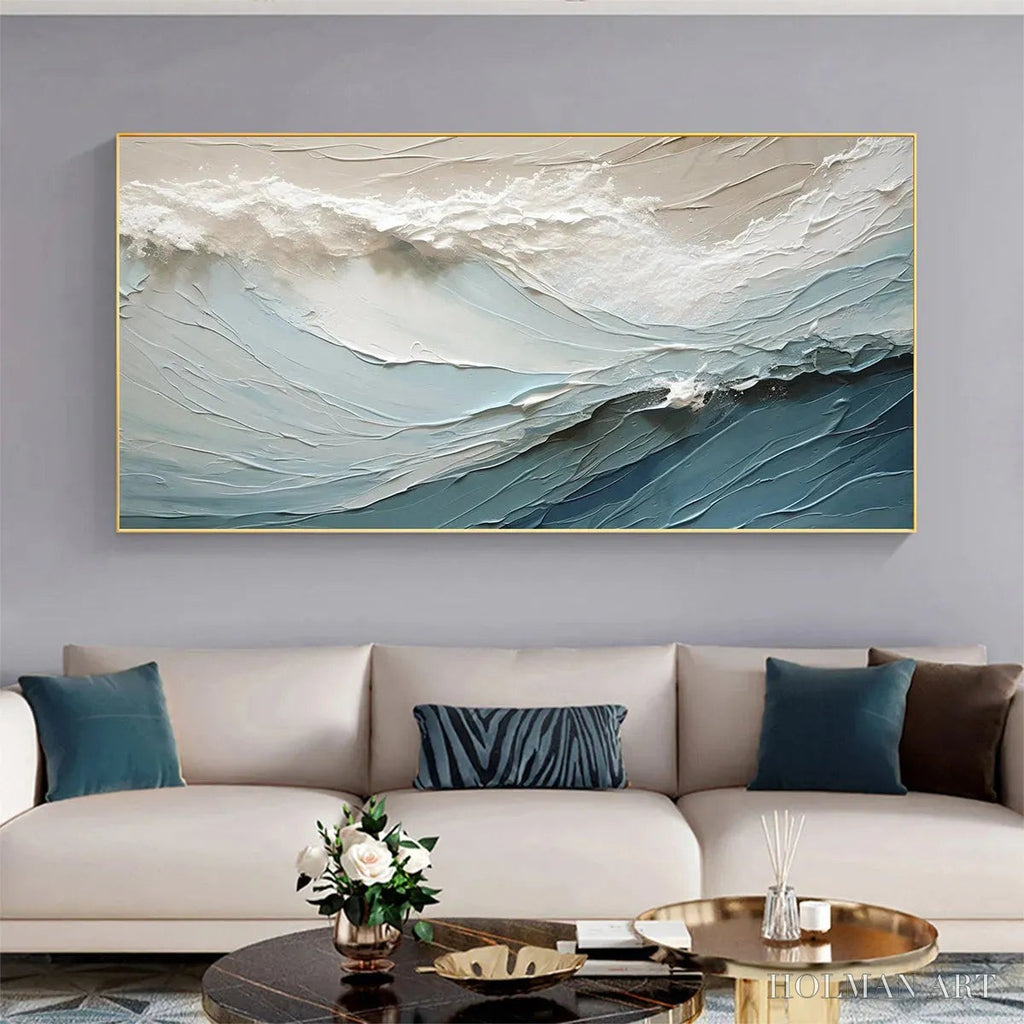 HOLMAN ART Oceanic Symphony – Textured Abstract Wave Oil Painting - image 2
