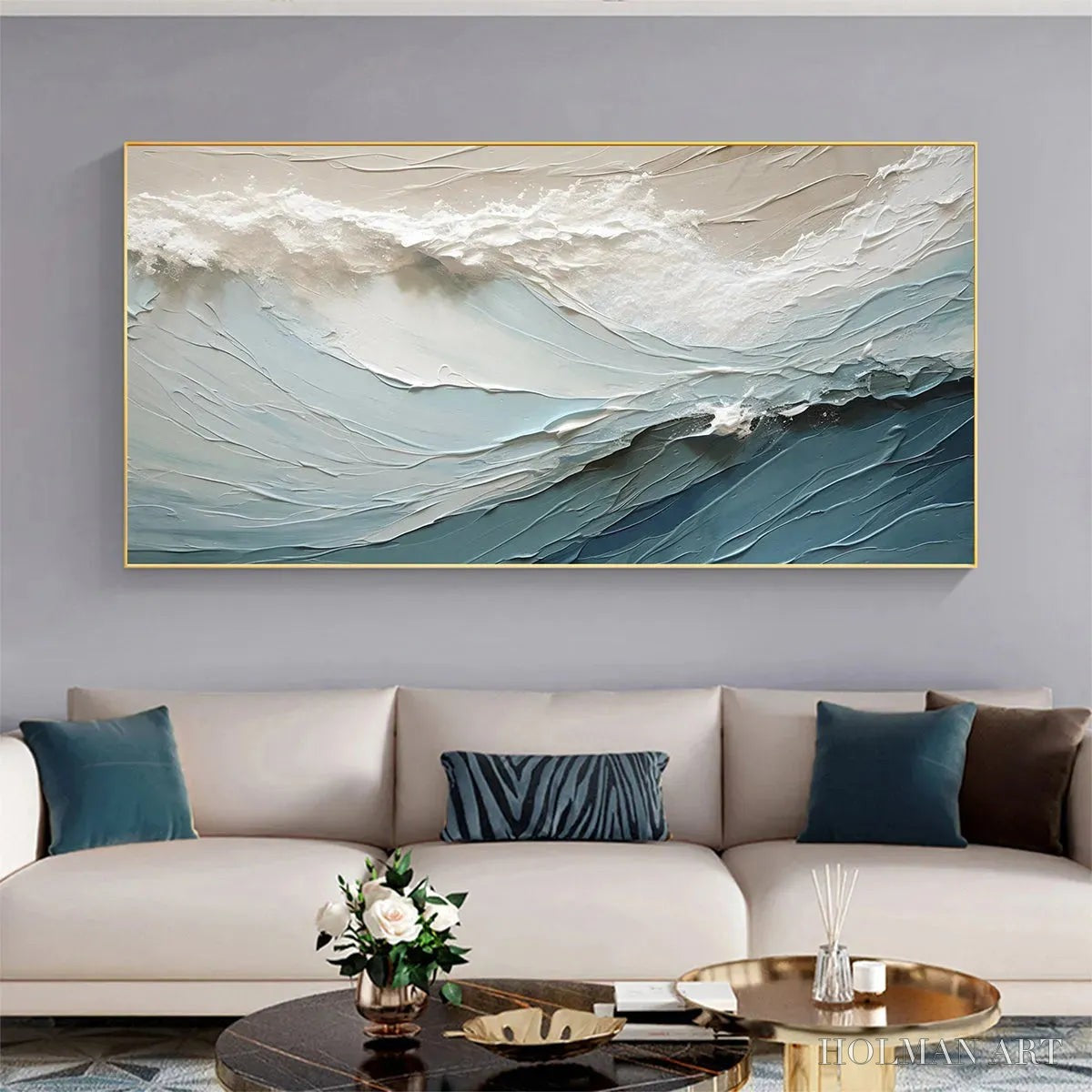 HOLMAN ART Oceanic Symphony – Textured Abstract Wave Oil Painting - image 2