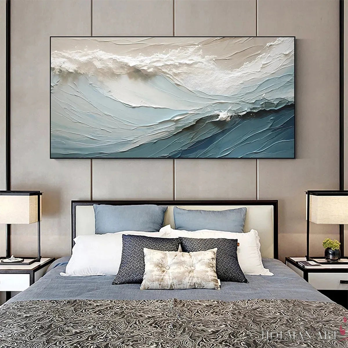 HOLMAN ART Oceanic Symphony – Textured Abstract Wave Oil Painting - image 4