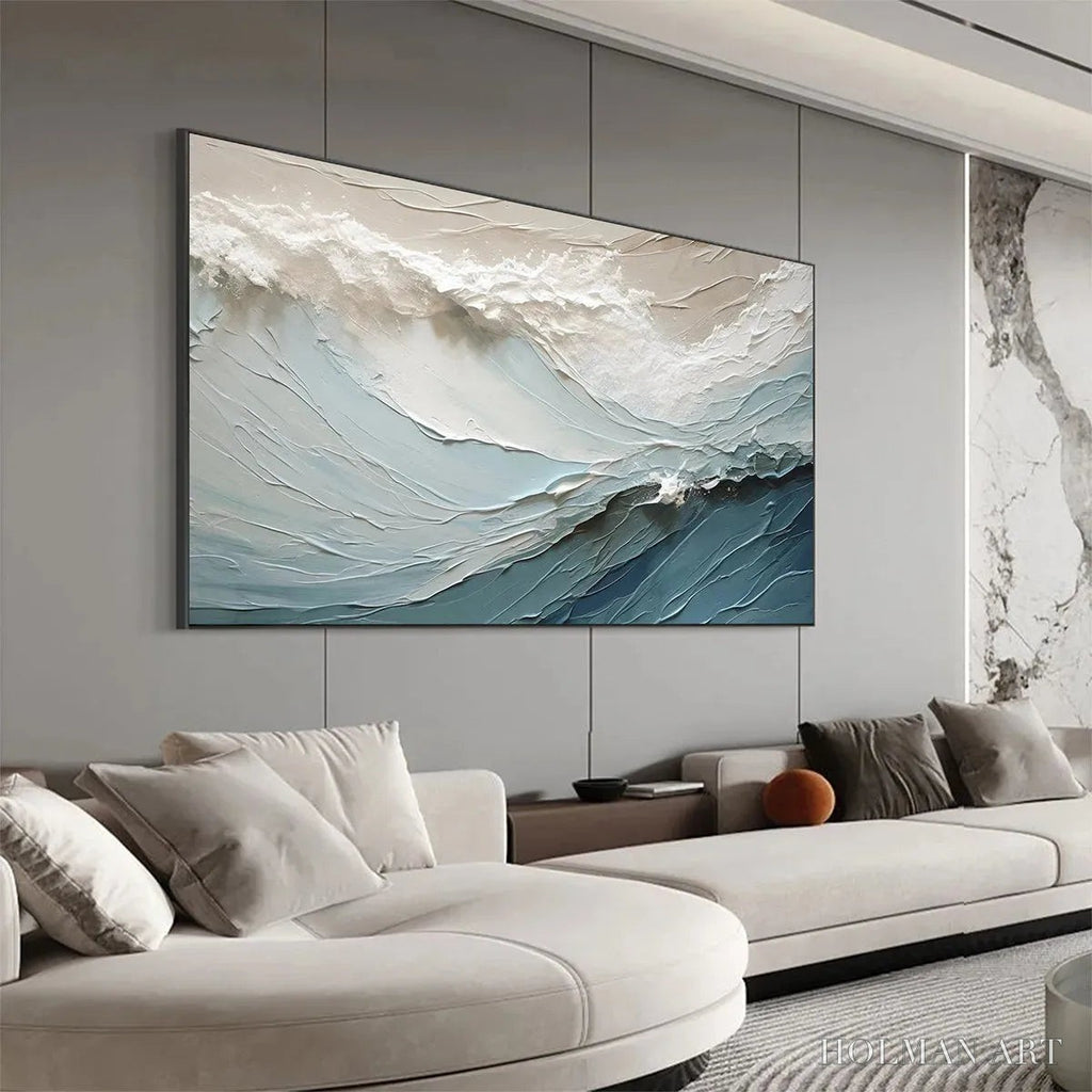 HOLMAN ART Oceanic Symphony – Textured Abstract Wave Oil Painting - image 6
