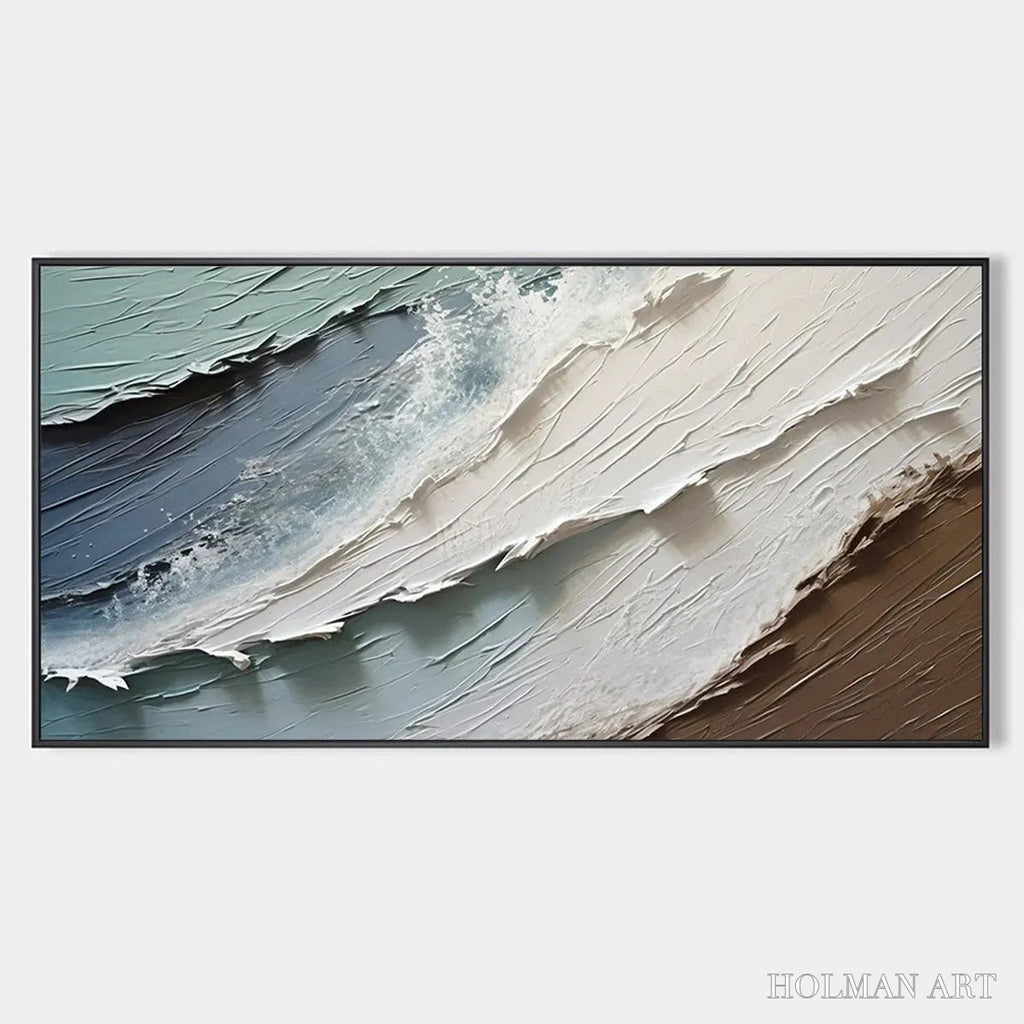 HOLMAN ART Coastal Textures – Panoramic Abstract Seascape, Impasto, Palette Knife - image 1