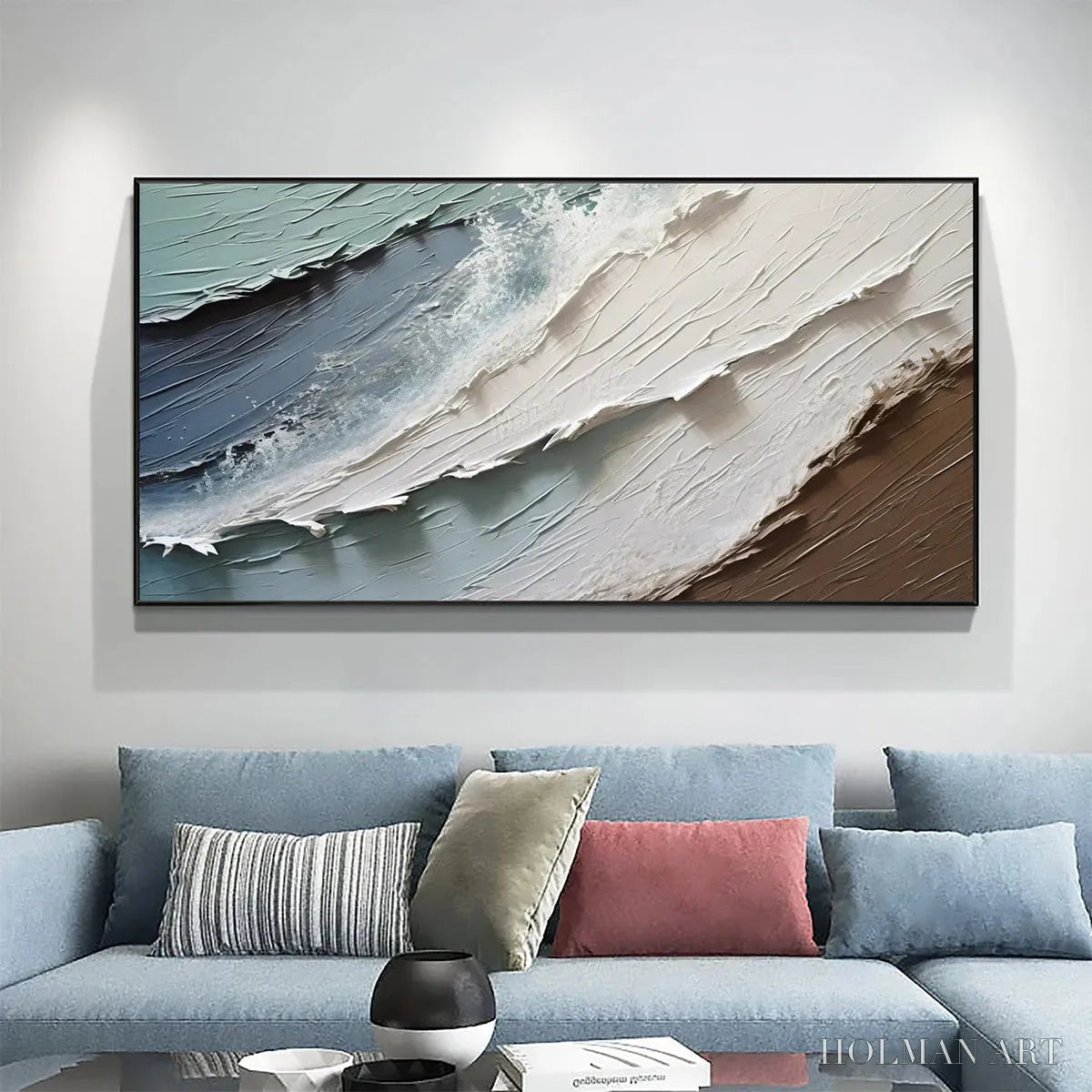 HOLMAN ART Coastal Textures – Panoramic Abstract Seascape, Impasto, Palette Knife - image 2