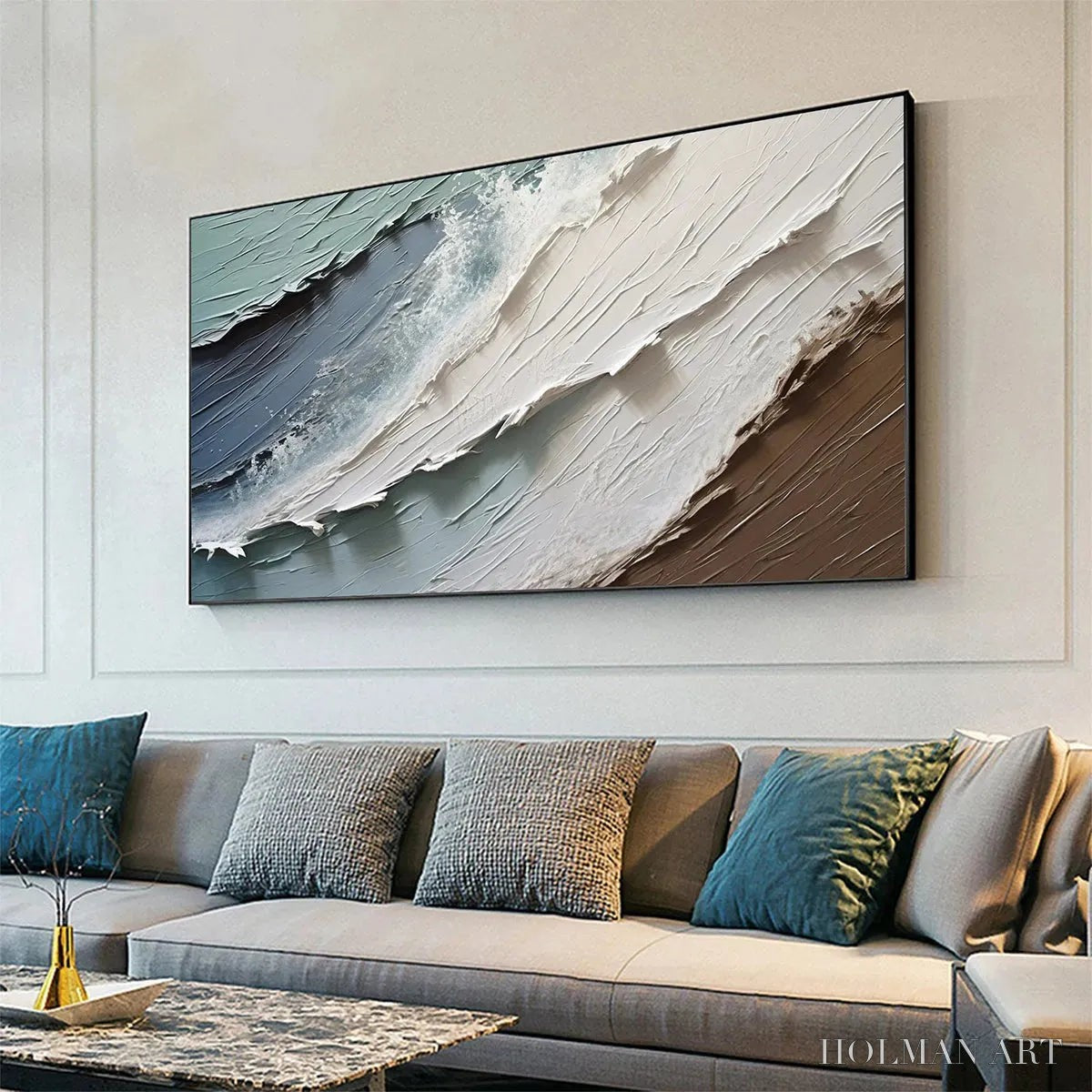 HOLMAN ART Coastal Textures – Panoramic Abstract Seascape, Impasto, Palette Knife - image 4