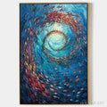 HOLMAN ART Oceanic Vortex – Vertical Fish Painting, Impasto - image 1