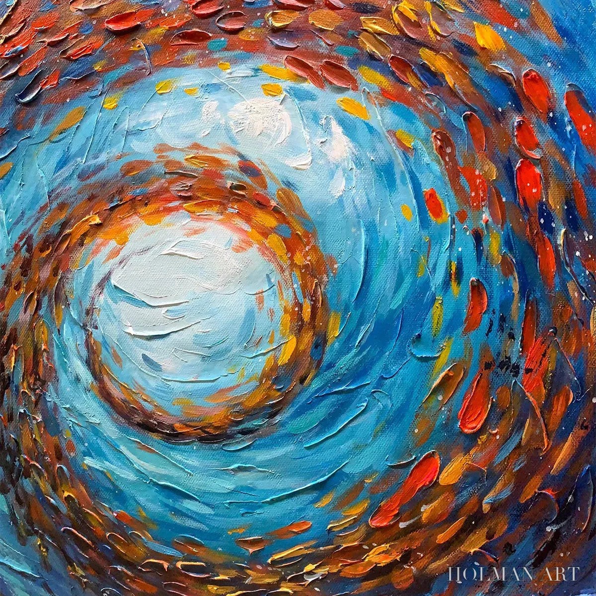HOLMAN ART Oceanic Vortex – Vertical Fish Painting, Impasto - image 6
