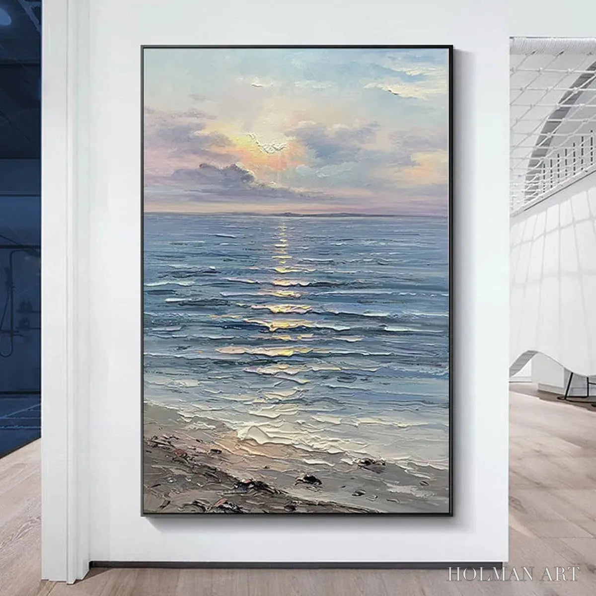 HOLMAN ART Serene Seascape – Vertical Ocean Painting - image 2