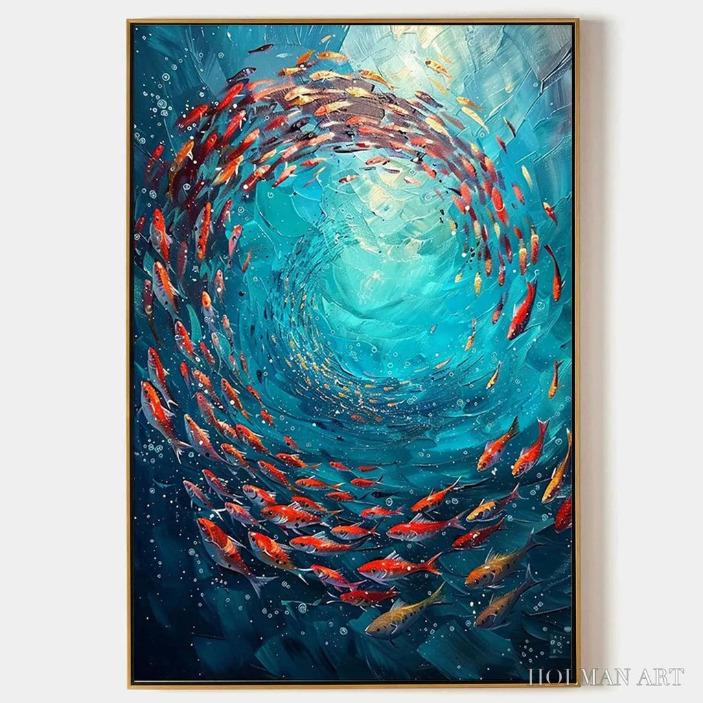 HOLMAN ART Coral Swirl – Vertical Fish Painting, Colorful, Ocean - image 1