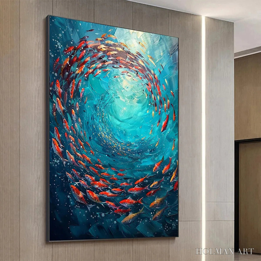 HOLMAN ART Coral Swirl – Vertical Fish Painting, Colorful, Ocean - image 2
