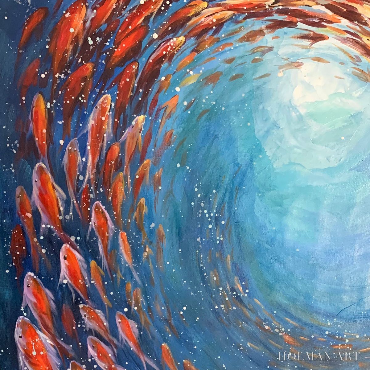 HOLMAN ART Coral Swirl – Vertical Fish Painting, Colorful, Ocean - image 3