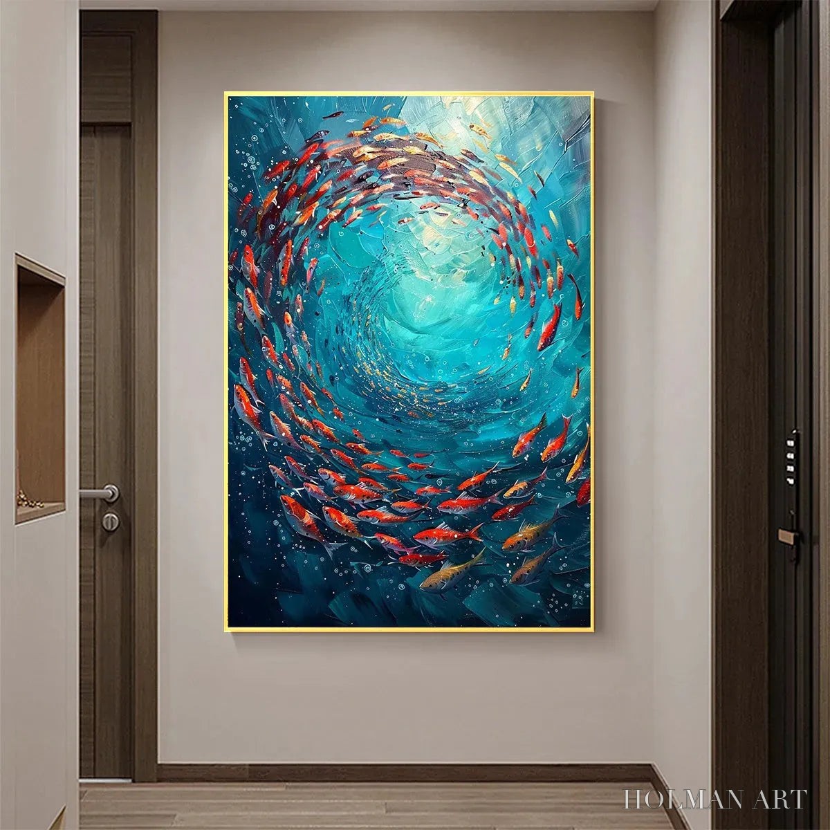 HOLMAN ART Coral Swirl – Vertical Fish Painting, Colorful, Ocean - image 4