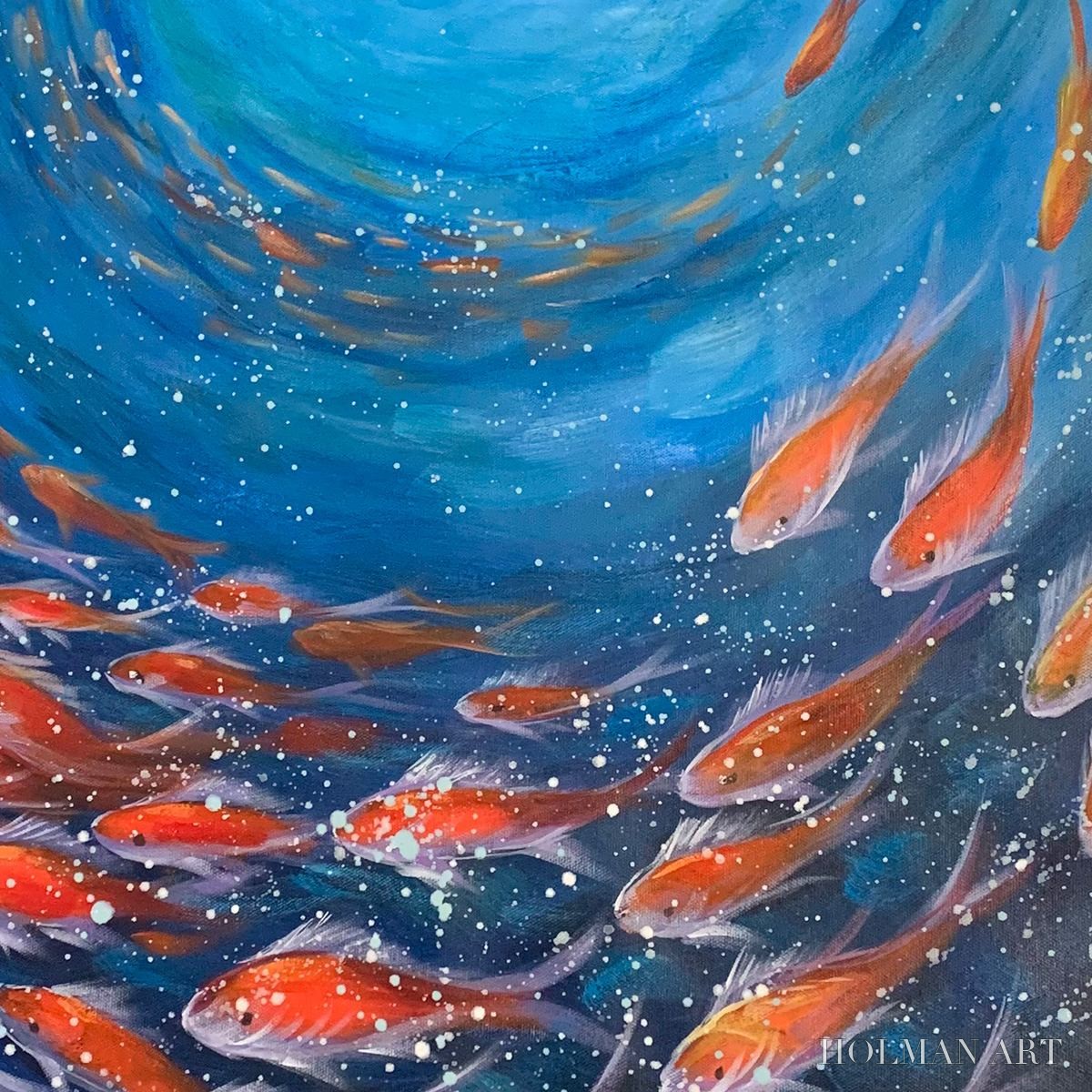 HOLMAN ART Coral Swirl – Vertical Fish Painting, Colorful, Ocean - image 6