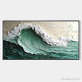 HOLMAN ART Emerald Crest – Textured Green Wave Impasto Oil Painting - image 1