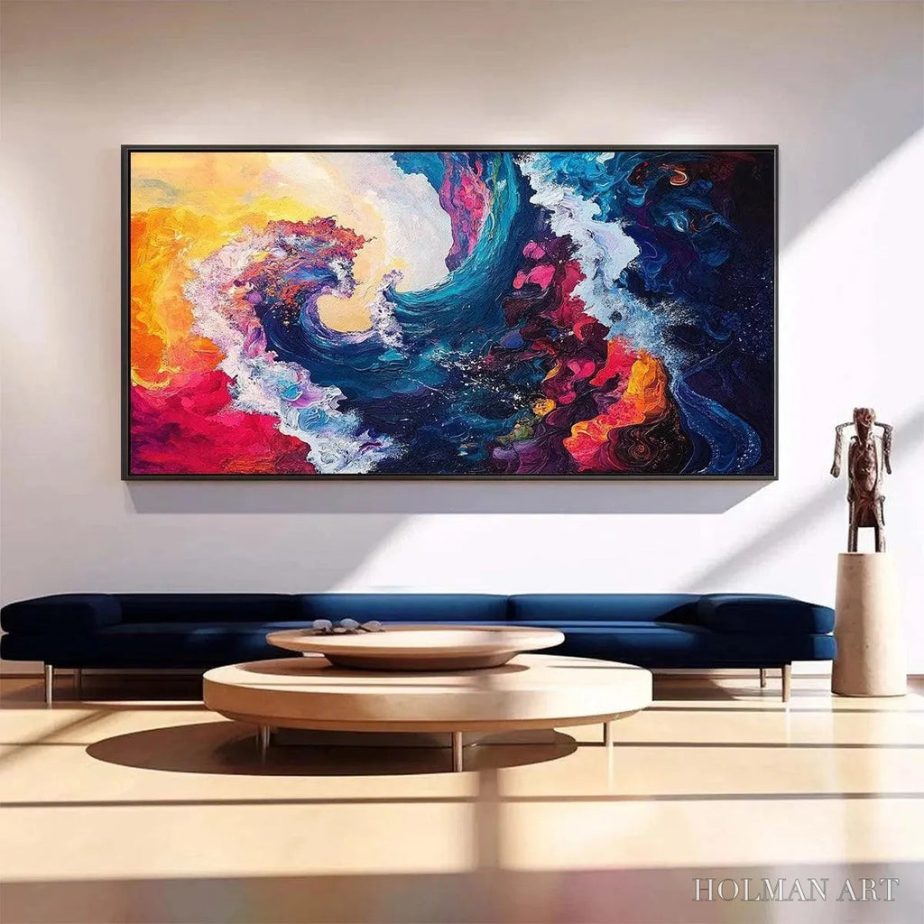 HOLMAN ART Chromatic Crest – Colorful Abstract Wave Oil Painting - image 2