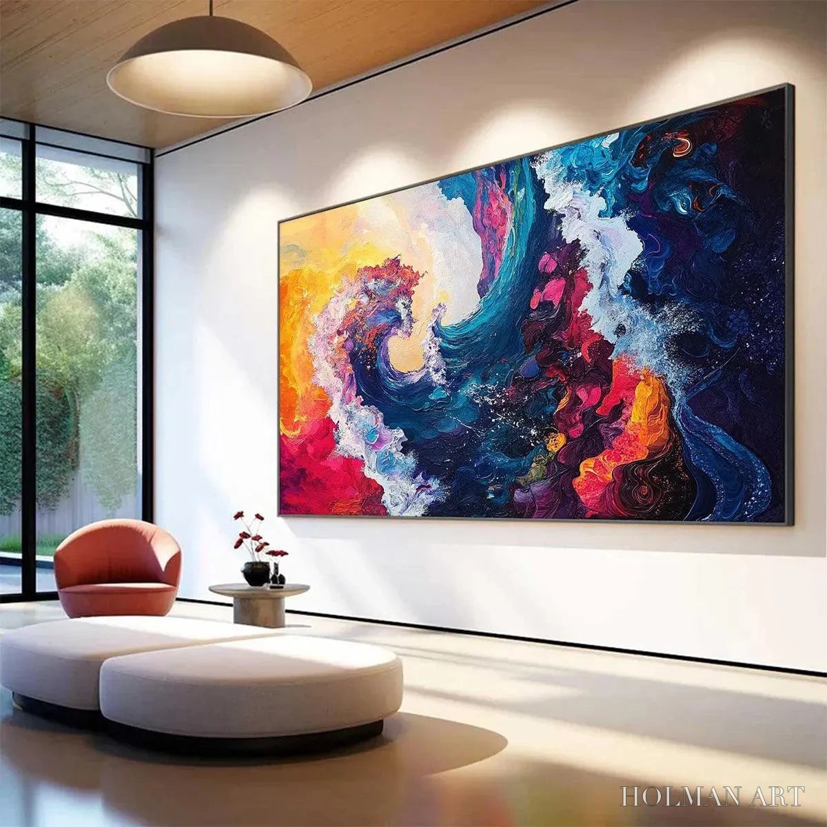 HOLMAN ART Chromatic Crest – Colorful Abstract Wave Oil Painting - image 3