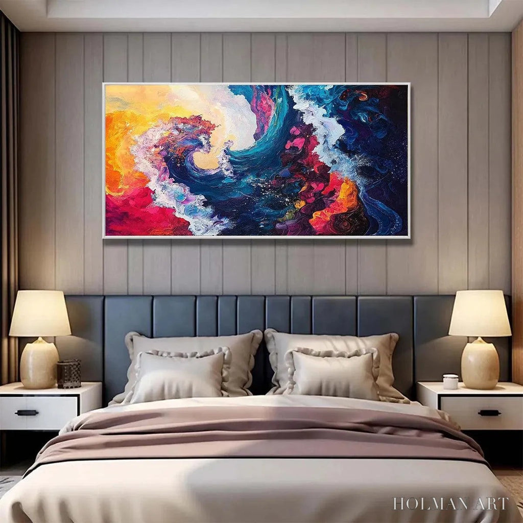 HOLMAN ART Chromatic Crest – Colorful Abstract Wave Oil Painting - image 5