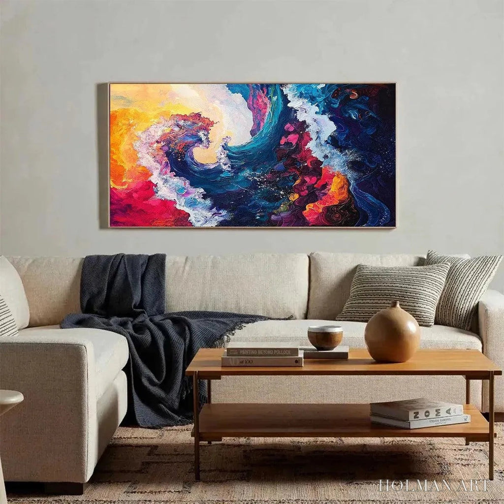 HOLMAN ART Chromatic Crest – Colorful Abstract Wave Oil Painting - image 6