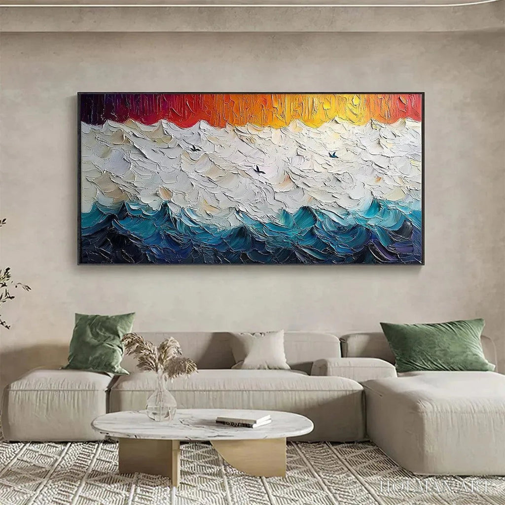 HOLMAN ART Stormy Skies – Panoramic Ocean Painting, Impasto, Palette Knife - image 2
