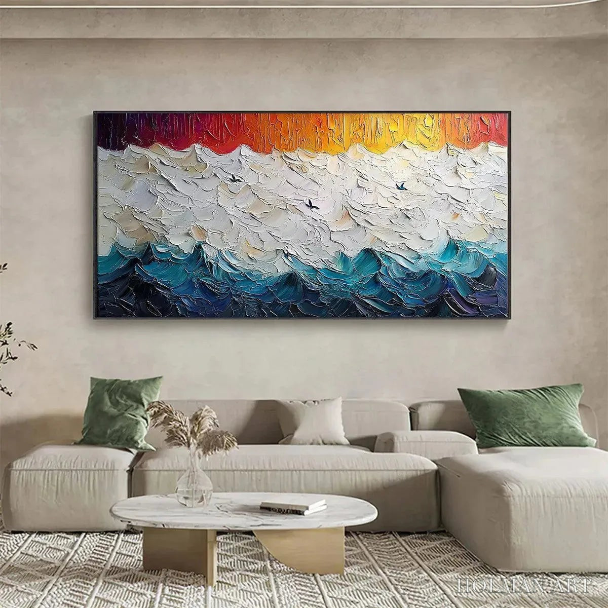 HOLMAN ART Stormy Skies – Panoramic Ocean Painting, Impasto, Palette Knife - image 2