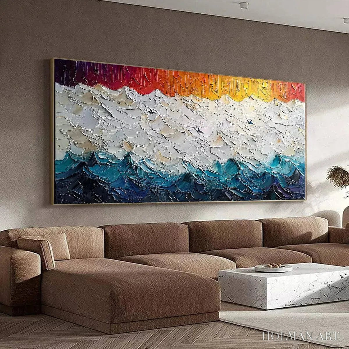 HOLMAN ART Stormy Skies – Panoramic Ocean Painting, Impasto, Palette Knife - image 3
