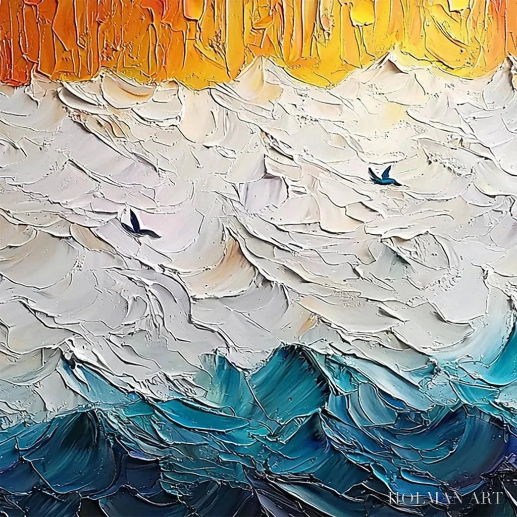 HOLMAN ART Stormy Skies – Panoramic Ocean Painting, Impasto, Palette Knife - image 4