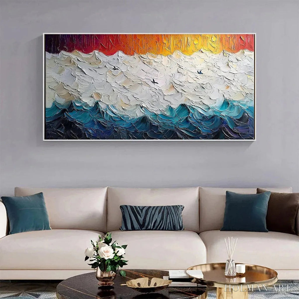 HOLMAN ART Stormy Skies – Panoramic Ocean Painting, Impasto, Palette Knife - image 6