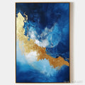 HOLMAN ART Golden Tide – Vertical Abstract Painting, Blue, Gold - image 1