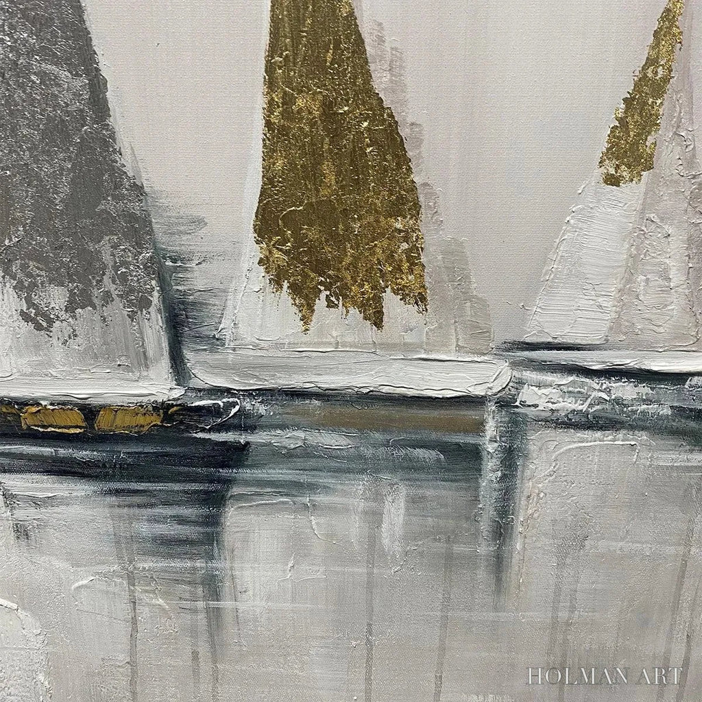 HOLMAN ART Golden Regatta – Panoramic Sailboat Painting - image 3