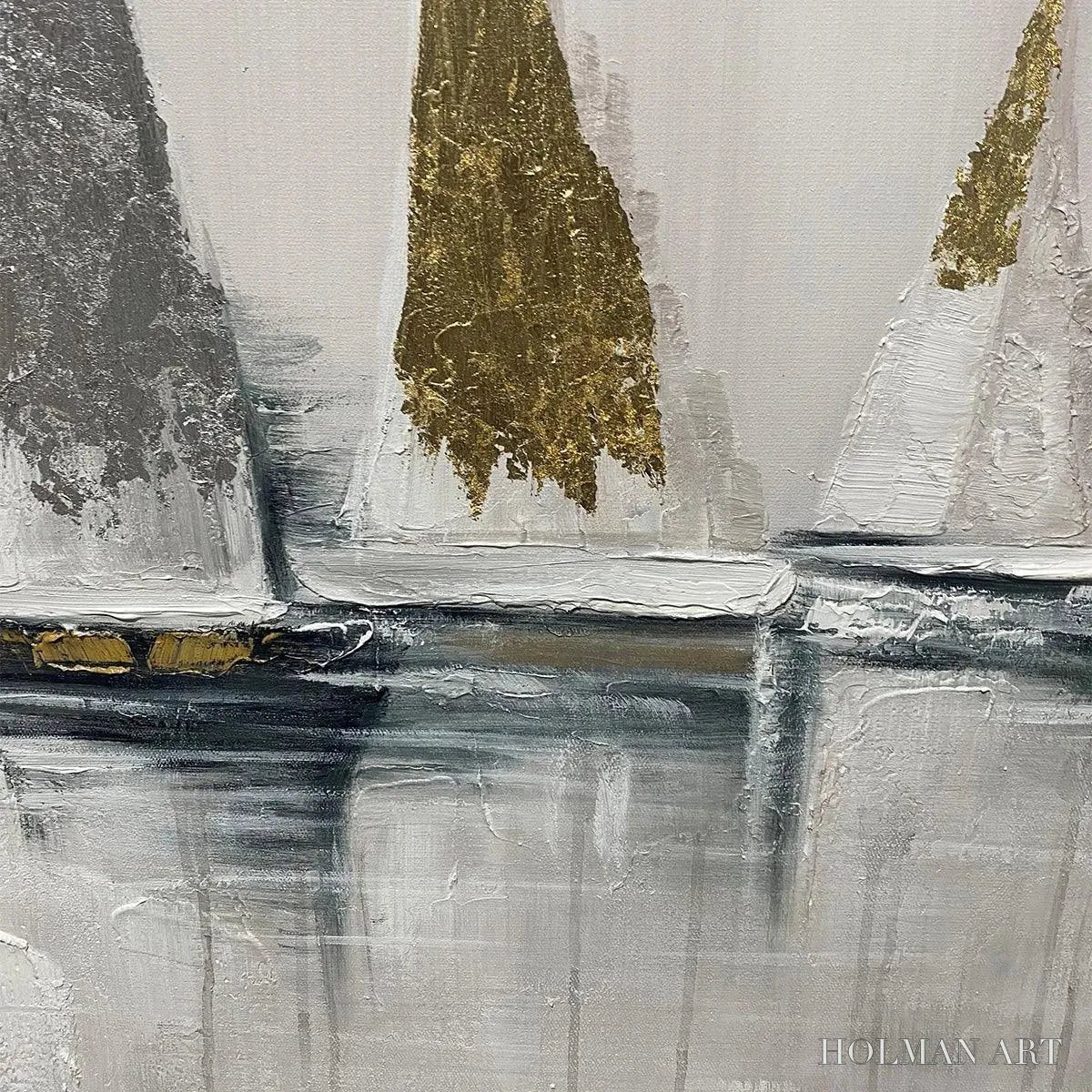 HOLMAN ART Golden Regatta – Panoramic Sailboat Painting - image 3