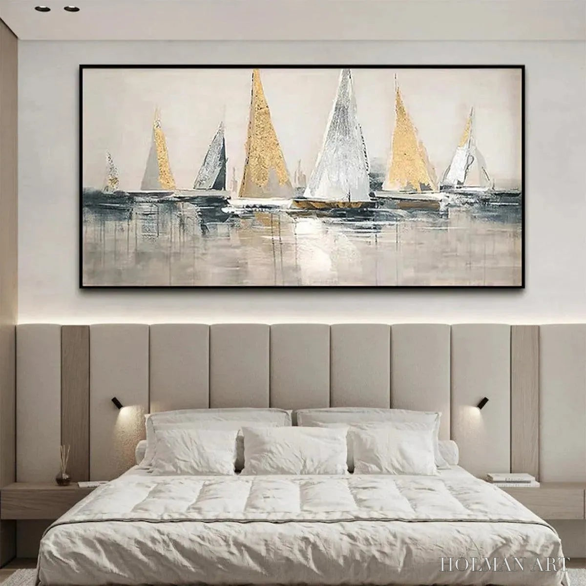 HOLMAN ART Golden Regatta – Panoramic Sailboat Painting - image 6