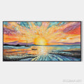 HOLMAN ART Sailing At Sunset – Vibrant Seascape Painting, Panoramic Canvas, Coastal - image 1