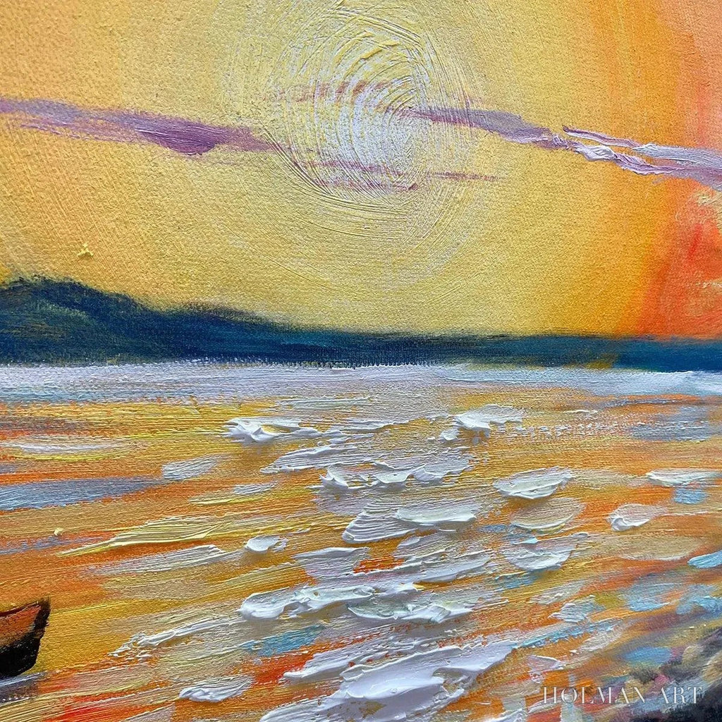 HOLMAN ART Sailing At Sunset – Vibrant Seascape Painting, Panoramic Canvas, Coastal - image 5