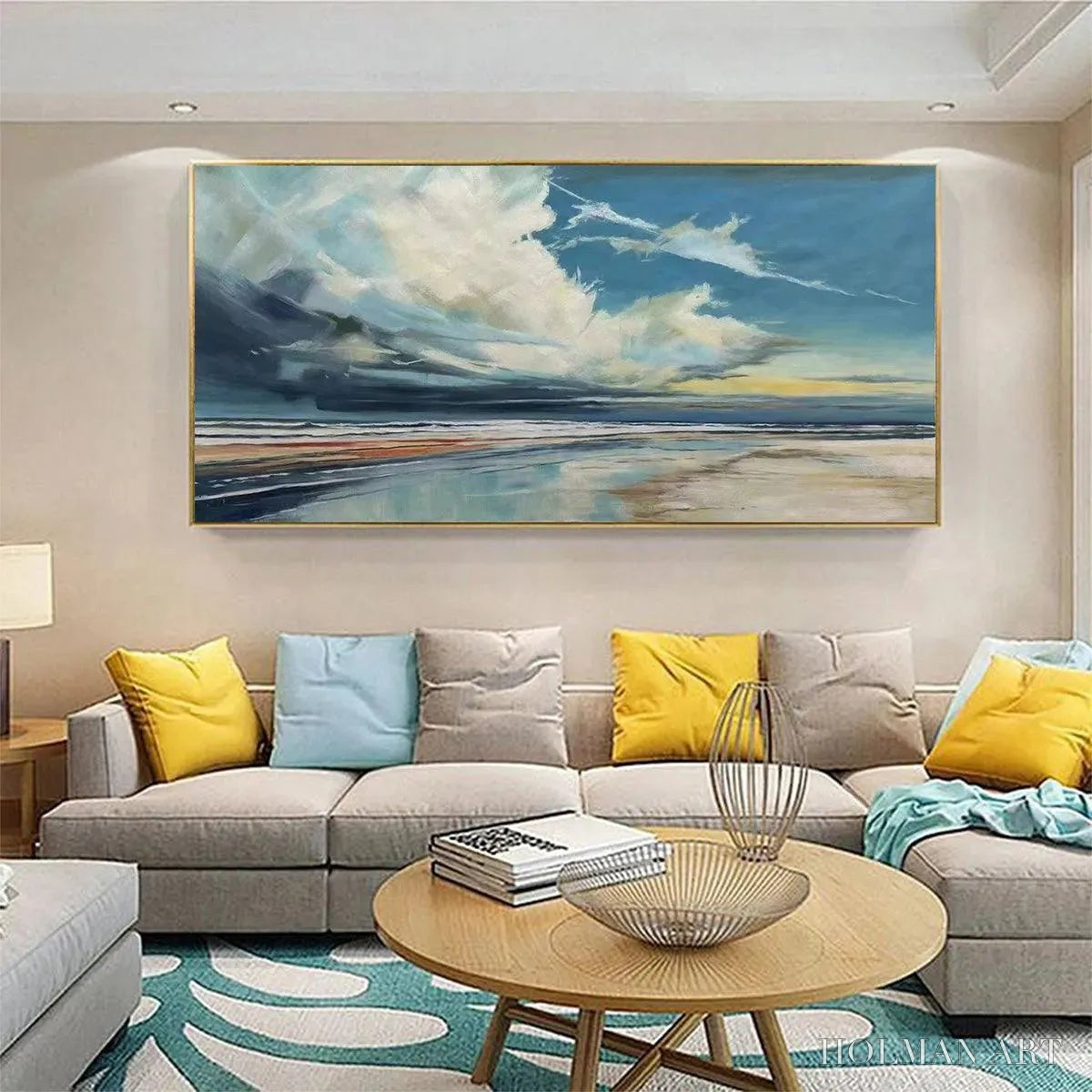 HOLMAN ART Blue Beachscape Oil Painting - Serene Coastal Decor - image 6