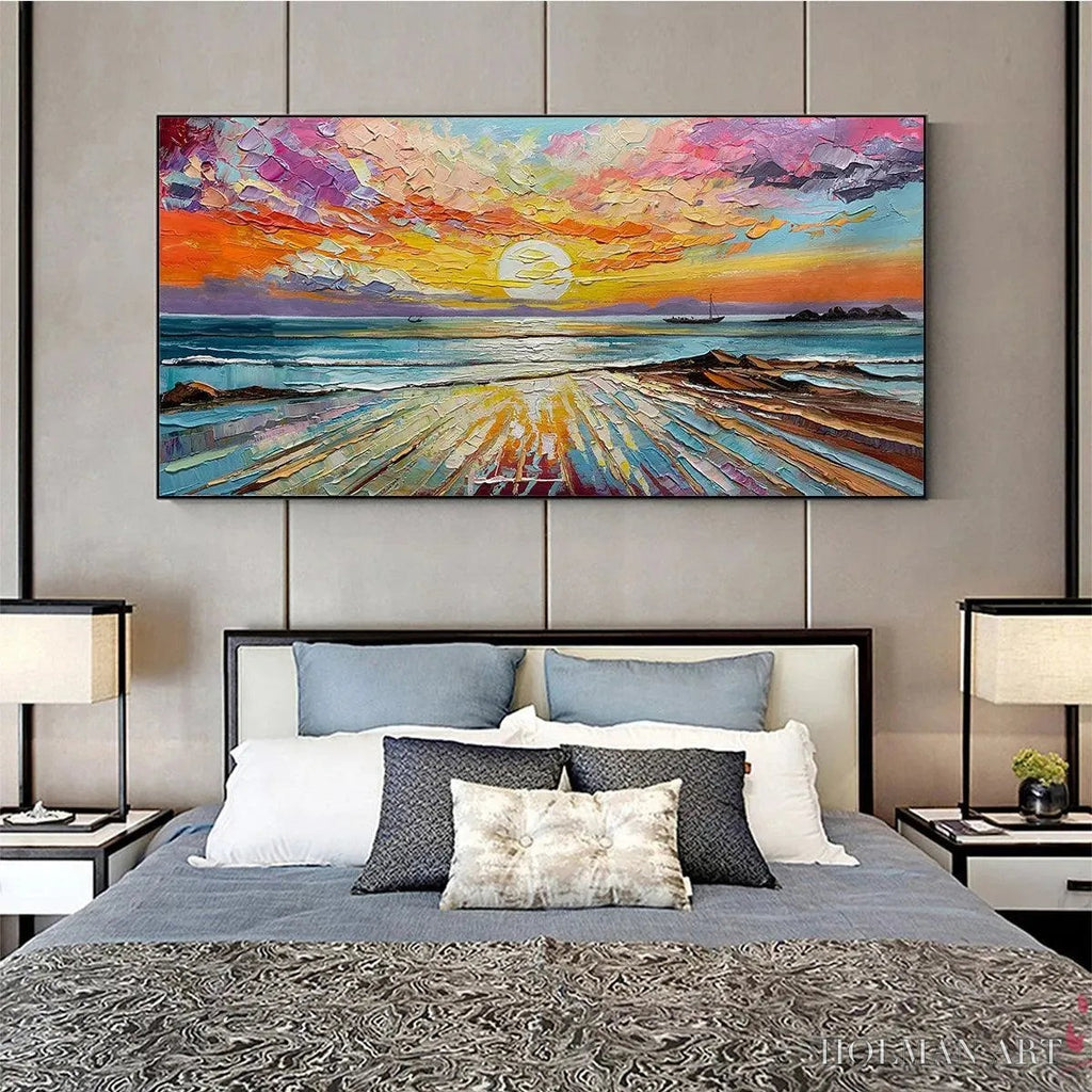 HOLMAN ART Colorful Seascape Oil Painting - Vibrant Sunset Art - image 6