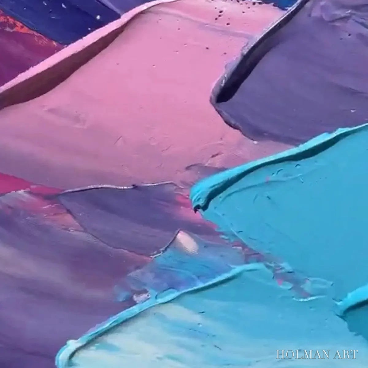 HOLMAN ART Rainbow Waves – Textured Abstract Painting, Impasto , Square Canvas, Modern Decor - image 2