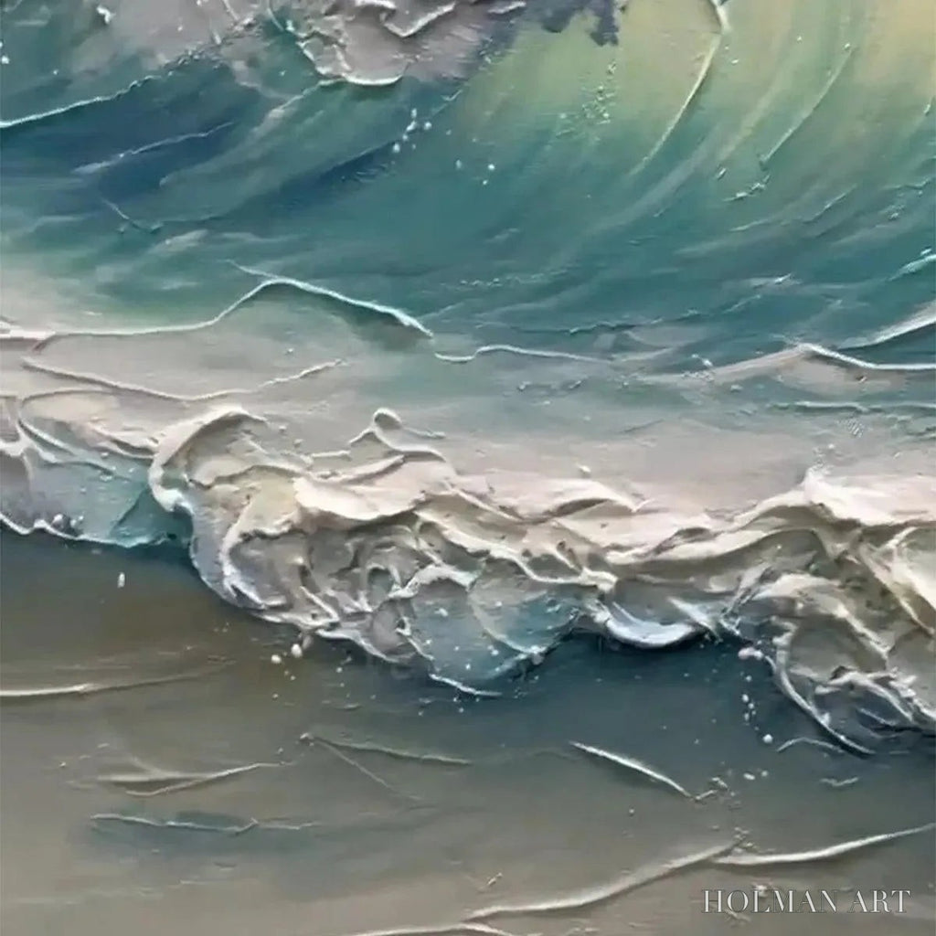 HOLMAN ART Ocean'S Embrace – Textured Ocean Painting, Impasto , Vertical Canvas, Beach Decor - image 4